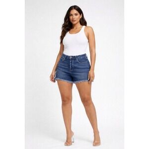 GOOD AMERICAN Bombshell High Rise Distressed Jean Shorts With Raw Hem- Size 6/28